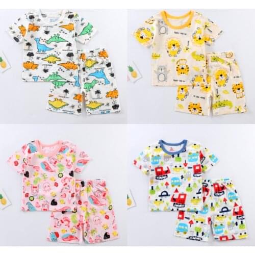 Toddler Girls Pajamas Summer Childrens Cotton Home Clothes Boys Short-sleeved + Shorts Suits Baby Girls Pajamas