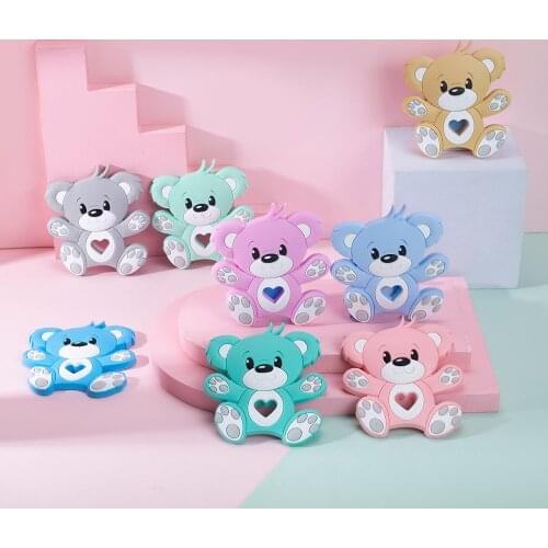 Sunrony 5pcs Animal Baby Teether Rodent BPA Food Free Silicone Teething Nursing Pacifier Clip Silicone Teether