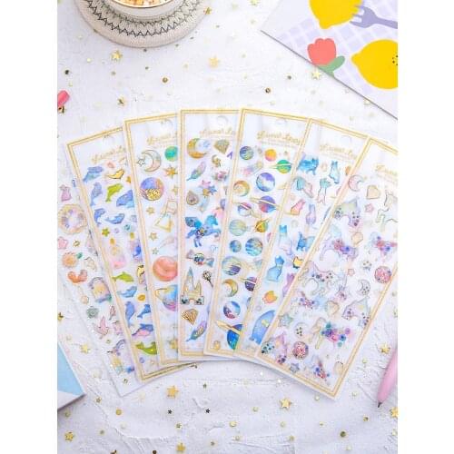 Dreamy Unicorn Swan Crystal Transparent 3D Cartoon Cute scrapbooking Mobile Phone Sticker DIY Photo Album Decorative Stickers