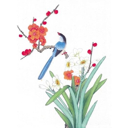 Canvas Art Picture Print Painting Chinese Watercolor Flowers and Birds Oil Painting on Canvas Wall Art Picture for Home Decor