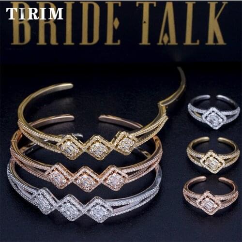 TIRIM Luxury Cubic Zirconia Women Bracelets Bangle Ring Set Adjustable Free Shipping Dubai Wedding Jewelry New Arrival Fashion
