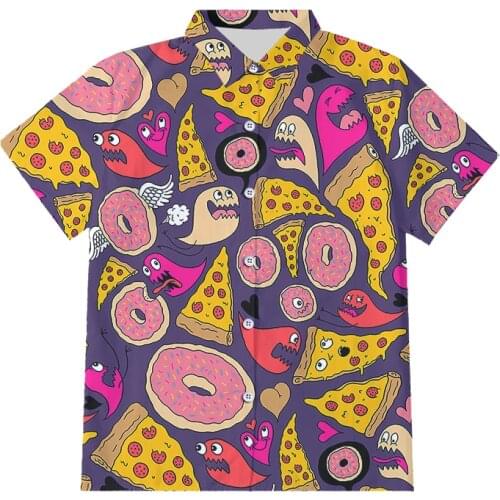 OGKB Short Sleeve Shirt Male Fashion 3D Printed Sandwich Donut Button Shirt Men Hip Hop 6XL Tops Tees Summer Shirts Oversize