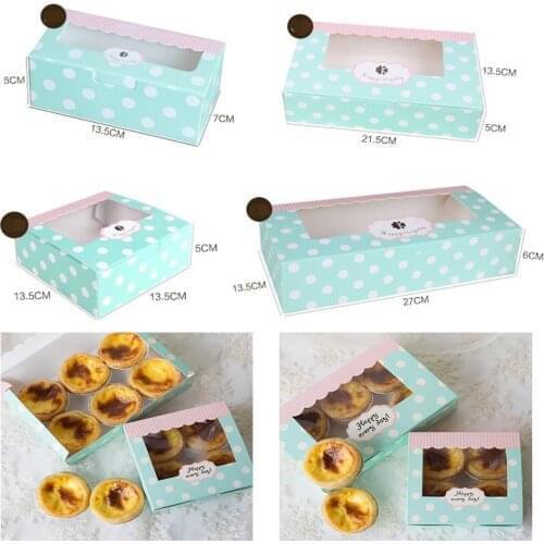 Blue Dot/Kraft paper Cookie Packaging gingerbread cookie biscuit candy cake box bakery gift packing boxes party supply favors