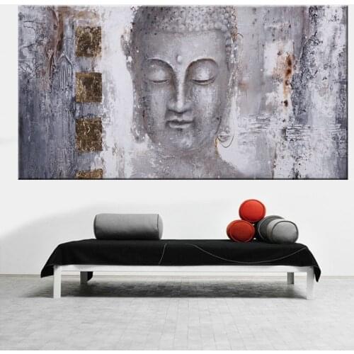 Modern Lord Buddha Abstract Oil Painting on Canvas Religious Posters and Prints Cuadros Wall Art Pictures For Living Room