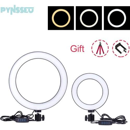 PYNSSEU 16cm/26cm LED Selfie Ring Light with Tripod USB Selfie Light Ring Lamp Photography Ring Light for Youtube Live Stream