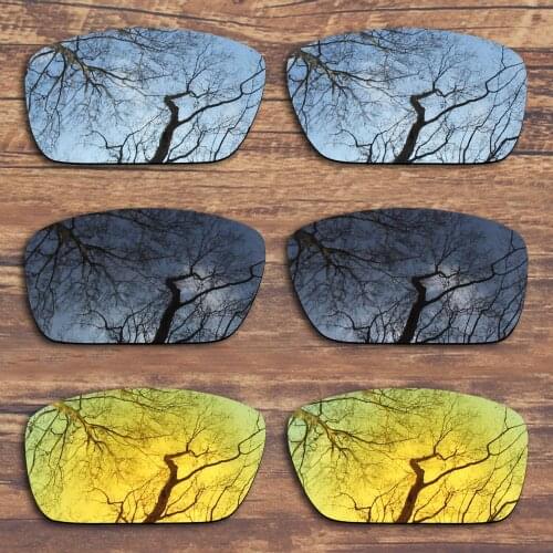 ToughAsNails 3 Pairs Black.Silver.Gold Polarized Replacement Lenses for Oakley Fuel Cell OO9096 Sunglasses