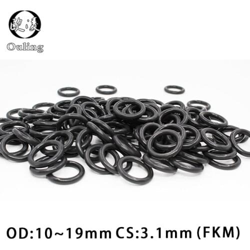 10PCS/lot O-rings Seals Black Fluorine rubber Ring FKM CS 3.1mm OD10/11/13/14/15/16/17/18/19mm wear resistant Oil Gaskets