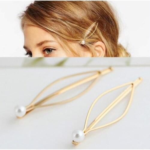 1Pcs Simple Elegant Style Baitie Pearl Ladys Golden Hair Clip Hairband Pin Barrette Bride Hairpin Headdress Accessories Styling