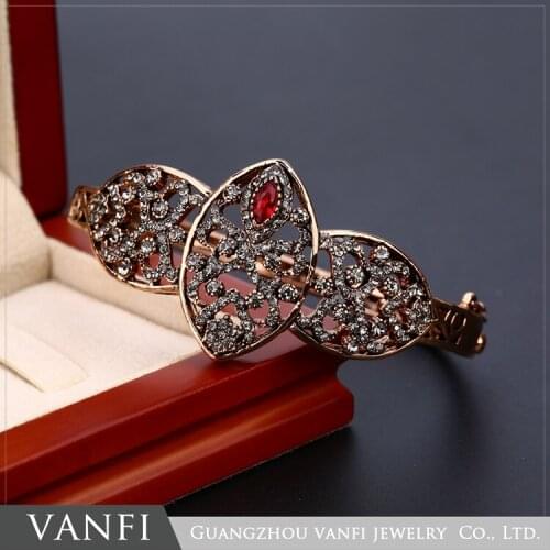 New Arrival Vintage Turkish Crystal Antique Gold Bracelets Bangles Beads For Women Jewelry Elegant Gift