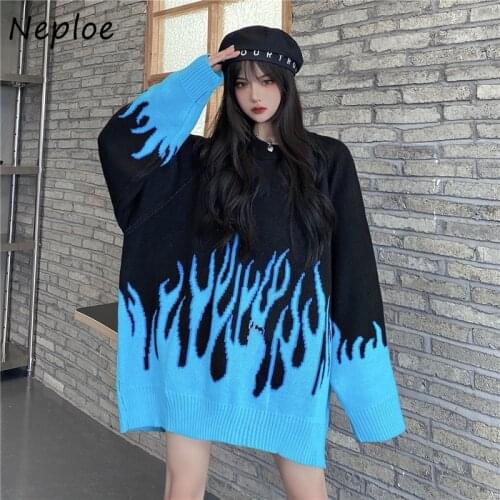 Round Neck Womens Pullover Autumn/winter 2021 Korean Loose Knit Sweaters Retro Outer Wear Sweater Women Long Sleeve Top