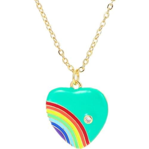 2021 New Rainbow Beloved Bohemian Pendant Couple Necklace Womens Colored Cotton Long Chain Necklace Punk Fashion Necklace