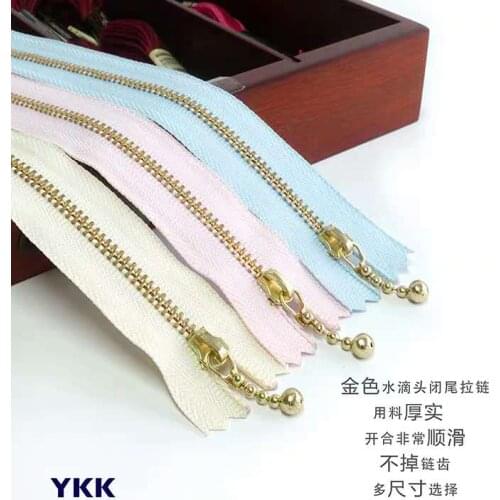 10pcs YKK 3# Gold Tooth Metal Zipper Close-end Non Lock DIY Bag Purse Zipppers Patchwork Accessories