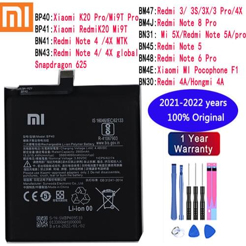 100% Original Replacement Battery BP41 BP40 For Xiaomi Redmi K20 Pro Mi 9T Pro Mi9T Redmi K20Pro Premium Genuine Battery 4000mAh