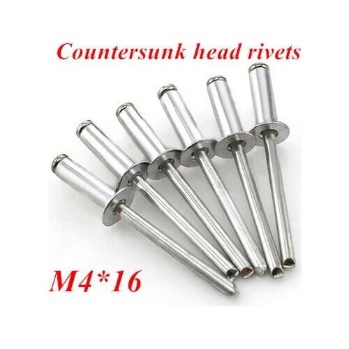 100pcs/lot M4*16 Aluminum Countersunk POP Head Rivet Core Pulling Decoration Rivets