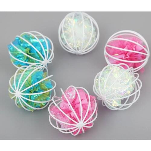 2PCS 6CM Cat Ball Toy Crinkle Ball in Cage Interactive Cat Sound Toy Cat Play Ball Cat Funny Toy Cat Favor Toy Pet Supplies