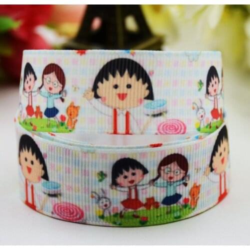 22mm 25mm 38mm 75mm Ruban satin Chibi Maruko Chan Cartoon printed Grosgrain Ribbon Bow X-00895 10 Yards