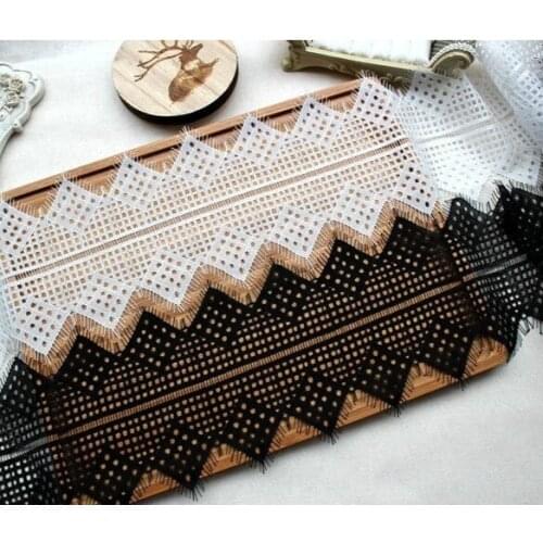 3M/pack Classical Old Design and Nylon Full Dress Eyelash Lace Soft Black / White French Bilateral Lace