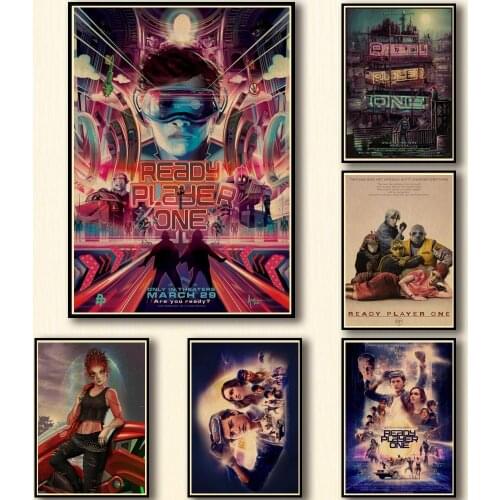 31 Designs Spielberg Movie Ready Player One Kraftpaper Poster HomeDecal Painting Wall Sticker for Coffee House Bar