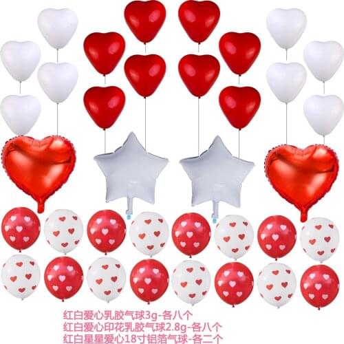 36pcs/Set DIY Red White Heart Star Latex Balloon Set Wedding Engagement Party Girlfriend Valentines Day Home Festival Decor