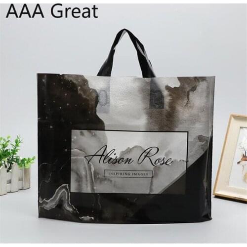 50Pcs/Lot Plastic Jewelry Gift Bag Shopping Pouch Handle Supermarket Christmas Hollywood New Year Pouches Packaging Clothes Bags