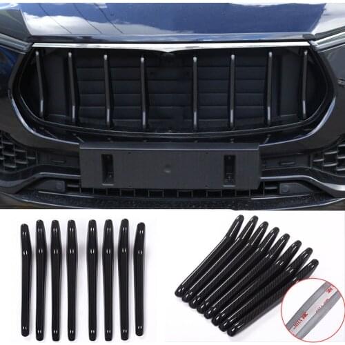 8 PCS Carbon Front Central Grill Grille Decoration Strips For Maserati Levante