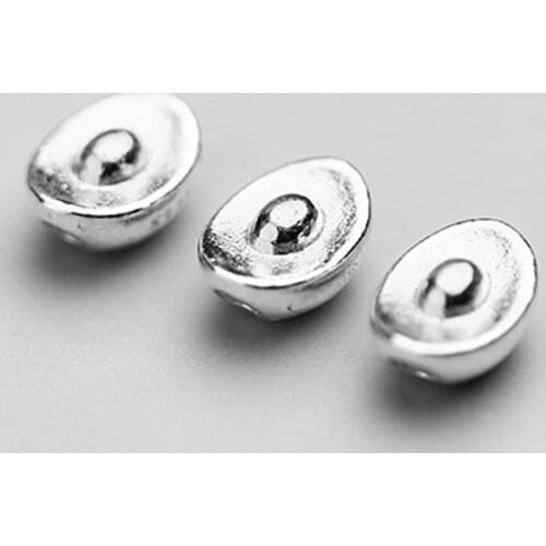 925 Sterling Silver Chinese Shoe-shaped Gold Loose Beads 8mm Bring Treasure Spacer Silver Beads DIY Women Men Jewelry Findings
