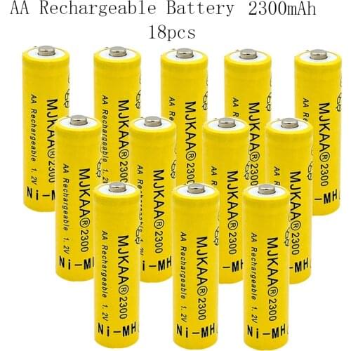 AA 18PCS 2300mAh Ni-MH Rechargeable Battery 1.2V High Quality 2A Rechargerable Batteries For Remote Control Pre-Charged