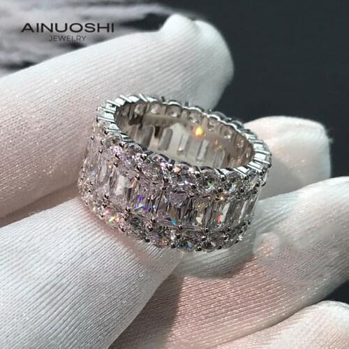AINUOSHI Radiant & Round Cut Multi Wedding Band Eternity For Women 925 Sterling Silver Anniversary Rings