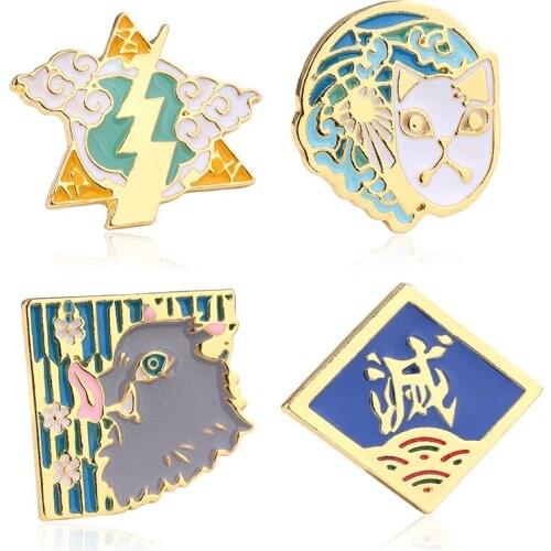 Anime Demon Slayer Badges Cosplay Kimetsu No Yaiba Figure Kamado Tanjirou Agatsuma Zenitsu Hashibira Tomioka Giyuu