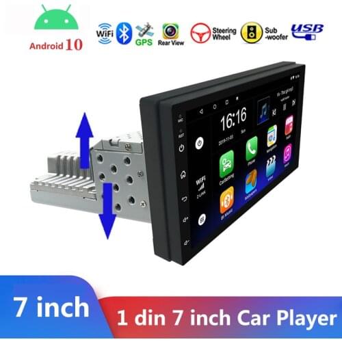 Android 10 7 Inch 1 din Car Radio Stereo GPS Auto Multimedia Player Adjustable Contact Screen Autoradio 1din Head Unit