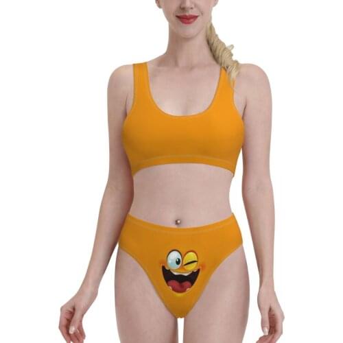 Bikinis Face Exotic 2021 Women Swimsuit high Waist dress sets Anime Manga Chibi Women bathing suit SwimSuit
