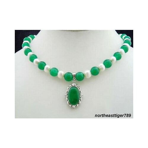 Nobility Jewelry Choker Charming Real White Pearl Green Gem Clasp Pendant Necklace Mujer For Women $ Luxury Girls Weddin-jewelry