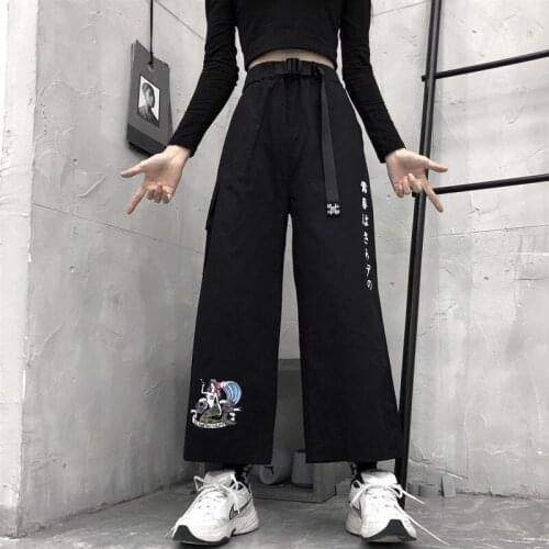Cargo Pants Women Korean Style Streetwear High Waist Loose Wide Leg Pants New 2020 Fashion All-match Harajuku Trousers