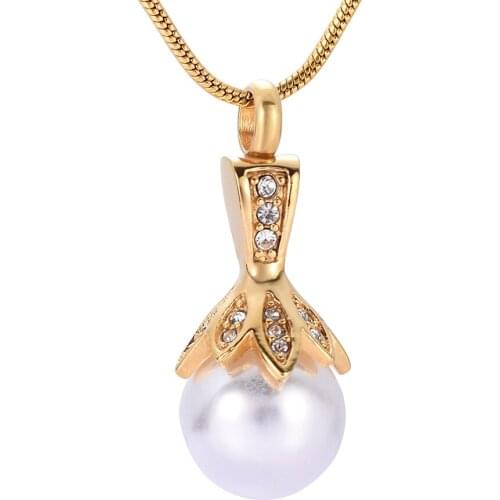 IJD9932 Pearl Flower Pendant Pure Natural Freshwater Pearl Cramation Urn Necklace Ashes Memorial Jewelry for Women/Female/Girl