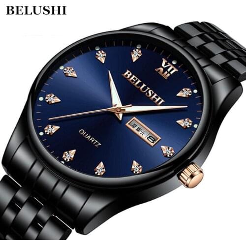 BELUSHI Mens Fashion Sport Quartz Watch Men Luxury Diamond Dial Clock Waterproof Luminous Business Watches Relogio Masculino