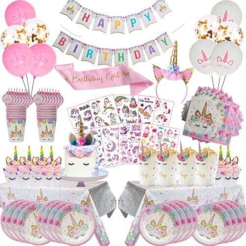 Unicorn Birthday Party Decor Unicorn Party Paper Napkins Plate Cup for Party Decoration Kids Baby Shower Birthday Party Supplies