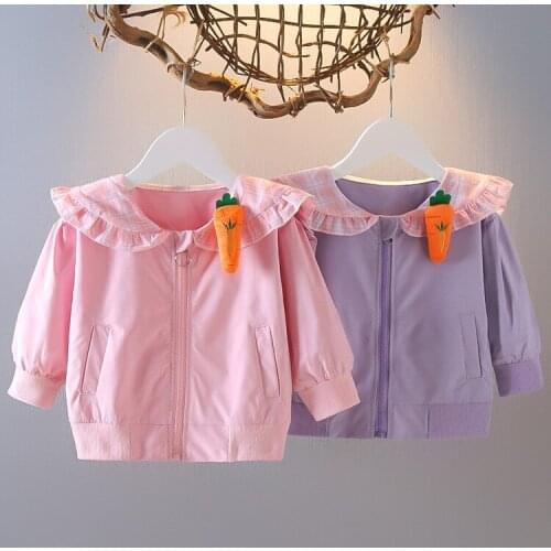 Childrens Girls Jackets Spring and Autumn Girl Round Neck Jackets Children Cardigan Baby New Clothes Carrot Kids Coat