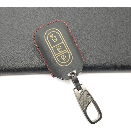 For Nissan Qashqai Micra Juke X-Trail Navara Note Tiida Pathfinder Soft Leather Car Key Fob Cover Case 3 Buttons Remote Shell