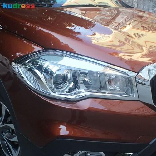 For Suzuki SX4 S-Cross facelift 2017 2018 ABS Chrome Car Head Light Cover Trim Front Headlight Lamp Frame Trims Accessories