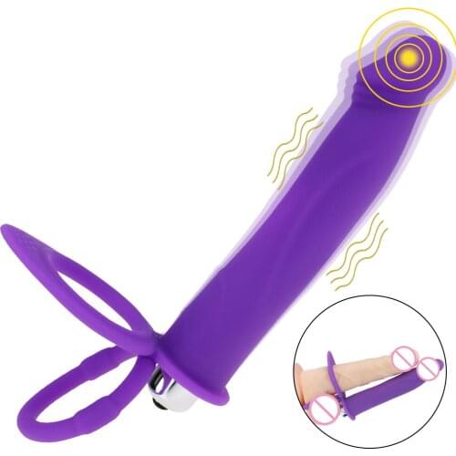 Double Silicone Penetration Penis Vibrator Strap on Dildo Vibrator Anal Plug Prostate Massage Anal Plug Sex Toys for Men Sexo