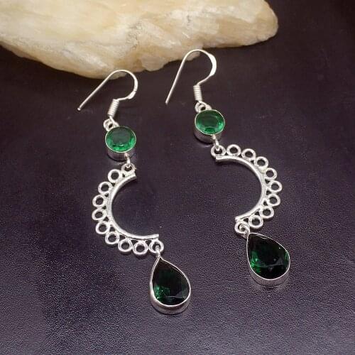 Gemstonefactory Big Promotion Single Unique 925 Silver Green Topaz Charms Women Ladies Gifts Dangle Drop Earrings 20211772