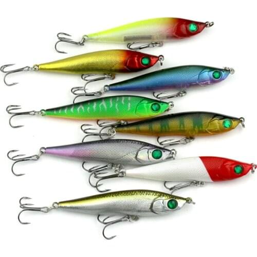 HENGJIA 100pcs/lot 8.5cm/13.6g Pencil Minnow Fishing Lures Sinking Lure Hard Plastic Artificial Fishing Bait