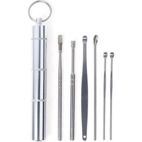 3/6Pcs/Set Stainless Steel Spiral Ear Pick Spoon Ear Wax Removal Cleaner Multifunction Portable Ear Pick Ear Care Beauty Tools