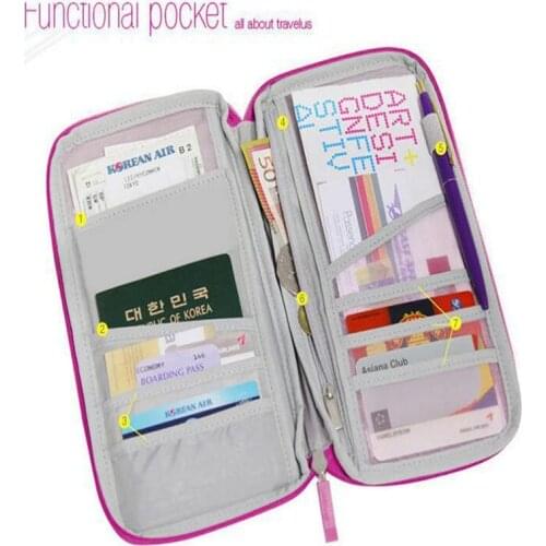 Korean Long Purse Women Mens Wallet Travel Organizer Bag with Strap Passport Card Holder Case Wallet Multiple Pockets Purse