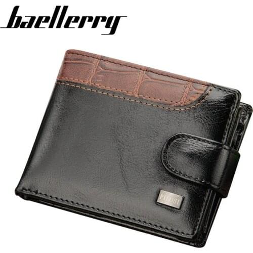 New Men Wallets Patchwork Leather Short Male Purse With Coin Pocket Card Holder Brand Trifold Wallet Men Clutch Money Bag