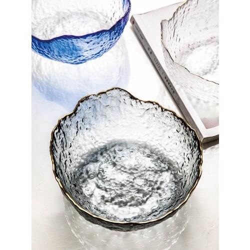 Creative large gold transparent glass bowls, irregular bowls, fruit bowls, Dessert Bowls, salad bowls and tea dishes