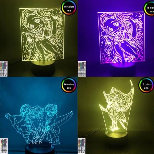 Demon Slayer Figure Anime Night Light Led 3D Lamp Kimetsu no Yaiba Kamado Nezuko Tanjirou Kochou Shinobu Gift Light Home Decor