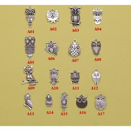 Fashion Owl Charms, Antique Silver plated Owl Pendants/Charms, DIY supplies, jewelry making