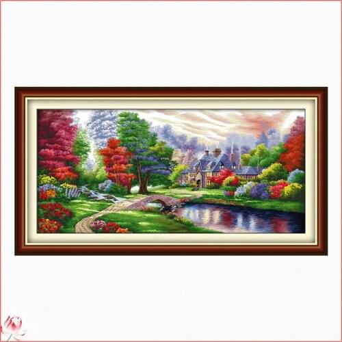 Joy Sunday Natural Scenery Chinese Cross Stitch Kits Ecological Cotton Stampted Printed 11CT 14CT DIY Easy to Use Home Deco Gift