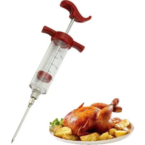 Stainless Steel Spice Syringe Marinade Injector Flavor Syringe Cooking Meat Poultry Turkey Chicken Kitchen BBQ Tool